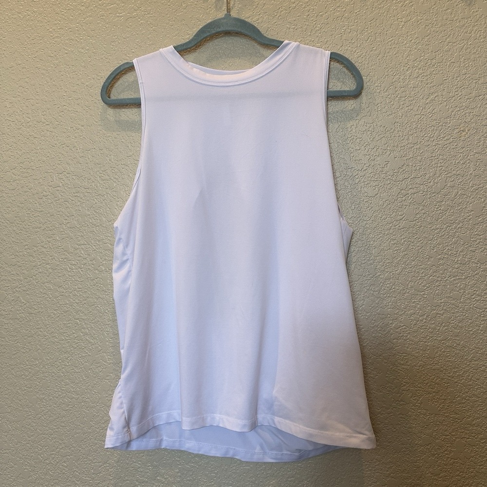 Fabletics Women's Sleeveless Top Split Open Back Twist White Extra large